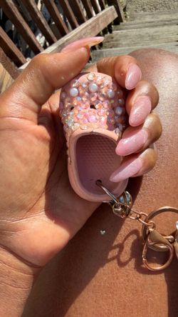 Pink Clog Shoe Keychain with Iridescent Beads
