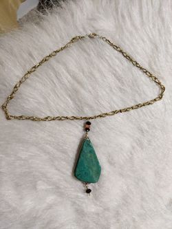 Handmade Brass Necklace With Turquoise