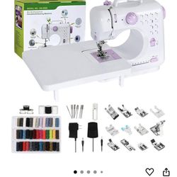 Sewing Machine for Beginners, Portable Mini Sewing Machine with 13 Replaceable Presser Feets, Built-in 12 Stitches, Extens