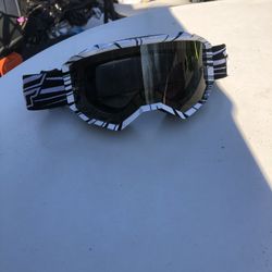 BRAND NEW W/tags FLY RACING PRO GOGGLES WITH BLACK LENSES AND BLACK & WHITE STRIPES