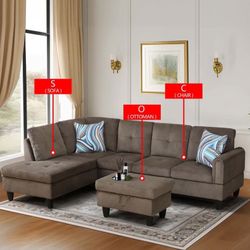 Brown Pineapple Velvet 3-Piece Living Room Sofa Set Perfect for House, Apartment, Office, or Studio – On Sale Now