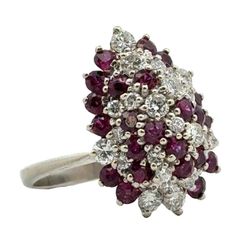 A1 Hawk - Lady's 14K White Gold Ruby & Diamond Cluster Ring (153887-7)