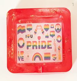 Handmade Red & Gold Rainbow Pride Ashtray