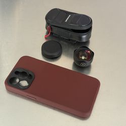 Moment M-Series Ultra Wide Lens, Lens Case & iPhone 15 Pro Max Case 