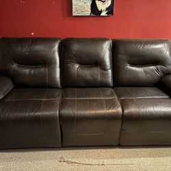Brown, Reclining-Leather Sofa