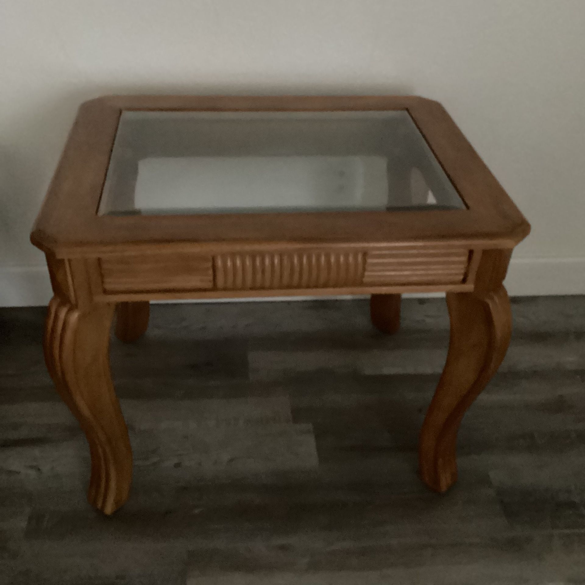 Wooden Glass End Table