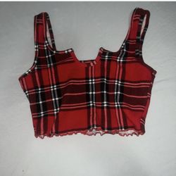 Red Plaid Crop Top 