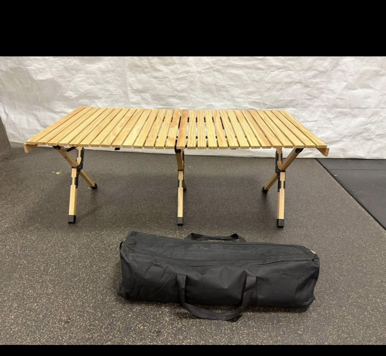 New Bamboo Folding Picnic Table, Portable Camping Table W/Carry Bag, Low Height Foldable BBQ Roll Up Table, Beach Table for Indoor & Outdoor Party, BB