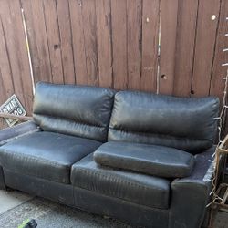 Set Of Black Leather Couches