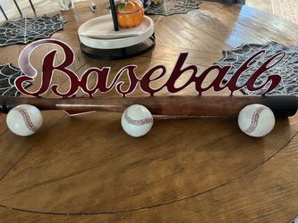 Baseball Decorative Sign with Bat and Balls