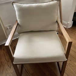 Higgins Sling Armchair Accent Chair Natural Wood Beige