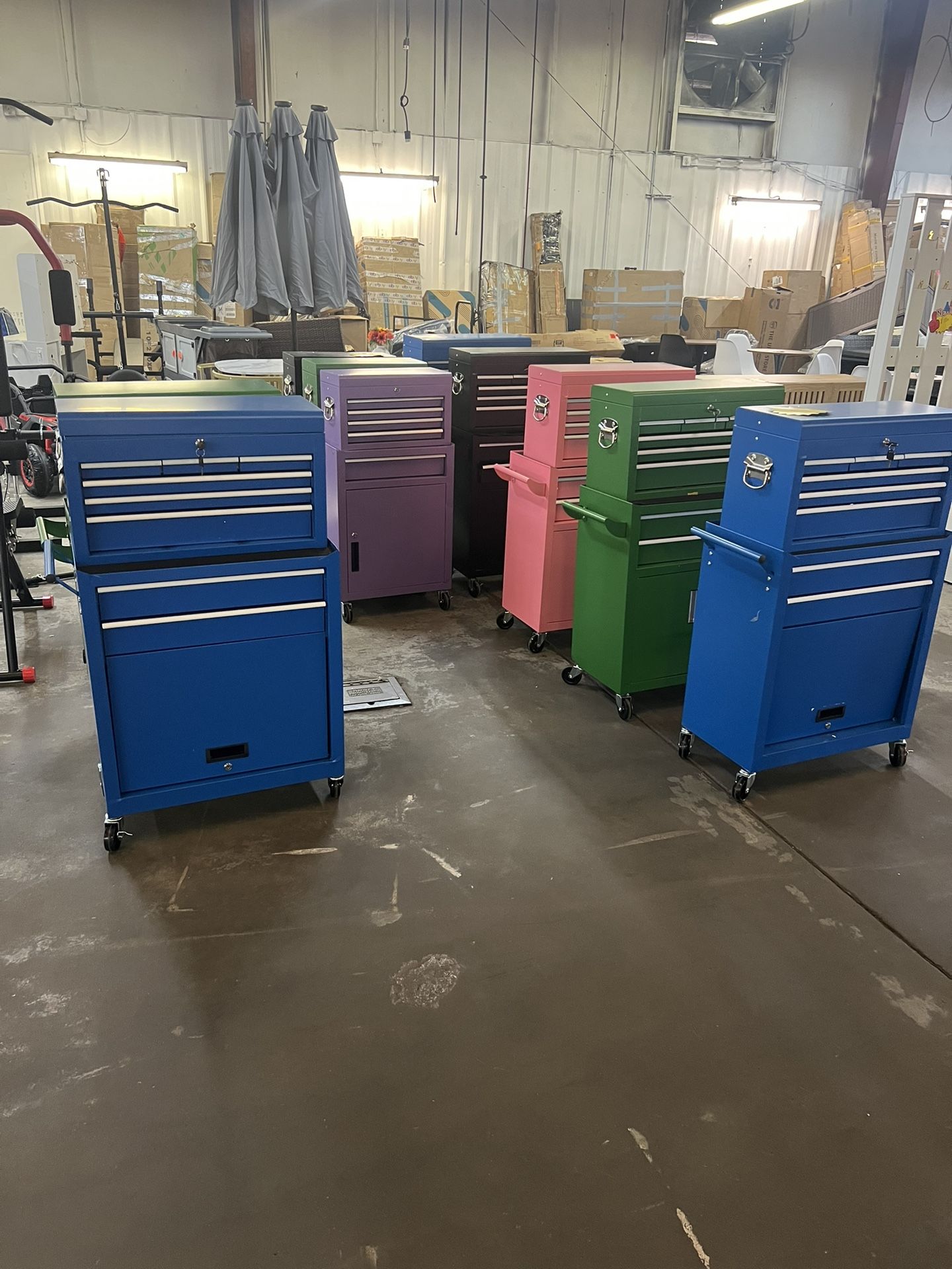 Brand New,warehouse Sale $130, 8-Drawer Rolling Tool Chest with Detachable Top Box, Metal Tool Box with Wheels, Lockable Storage Cabinet for Warehouse