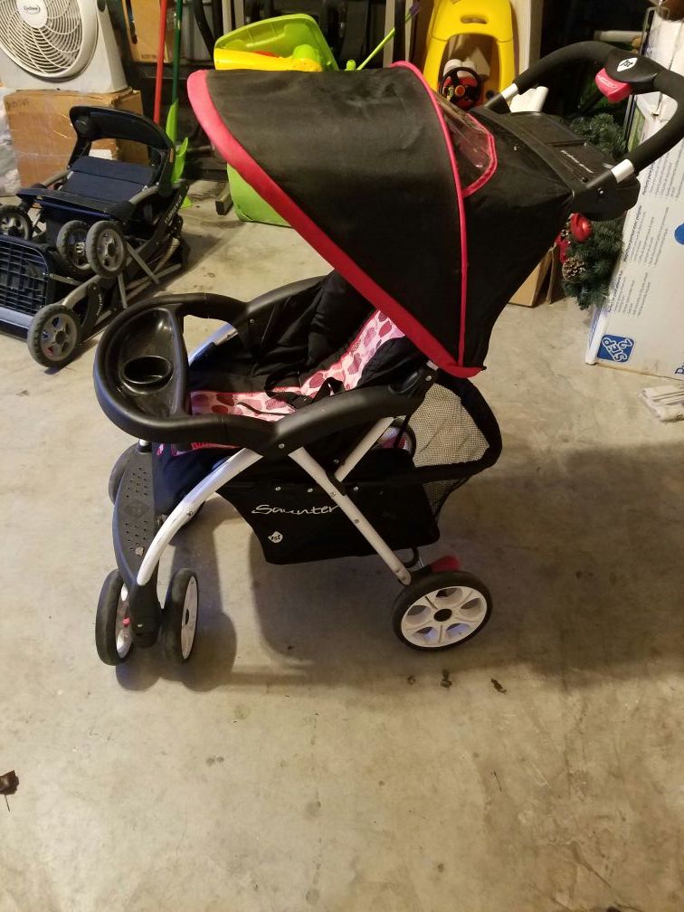 Baby Stroller, red and pink apples