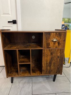 Side console with plug dresser cabinet storage shelf