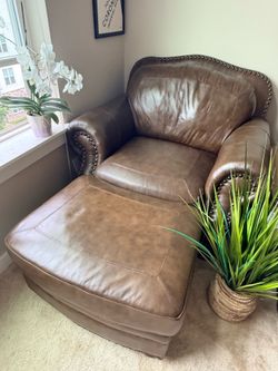 Leather Chair, Couch and Ottoman