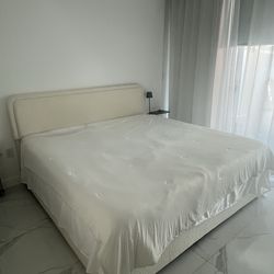 50% off Beautiful cream beige textured king bed frame