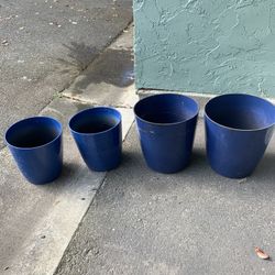 Blue Plastic Garden Pots Flower Pots