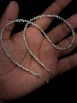 Natural Ethiopian Opal Beaded Necklace 3.5mm 925 Sterling Silver 18” Certified