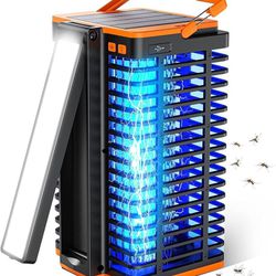 new Solar Bug Zapper for Outdoor Indoor, Cordless & Rechargeable Mosquito Zapper with Reading Lamp, 4200V High Powered Mosquito Killer Insect Fly Trap