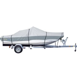 13'-15' ft length up to 60" width PrimeShield Boat Cover, Waterproof 600D Oxford Marine Grade Trailerable Runabout Boat Covers, Heavy Duty fits V-Hu