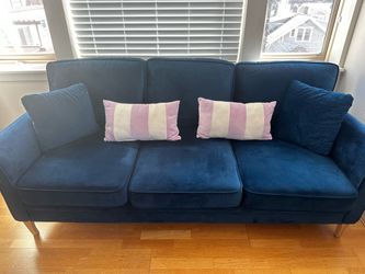 Blue Velvet three Seat Sofa