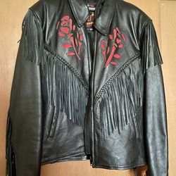 Woman’s Real Leather Motorcycle Jacket 