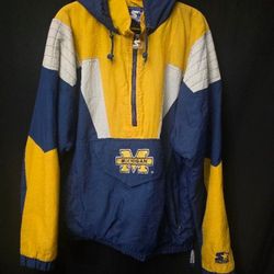 Vintage 90s Michigan Starter Brand Parka Pullover Size Mens XL