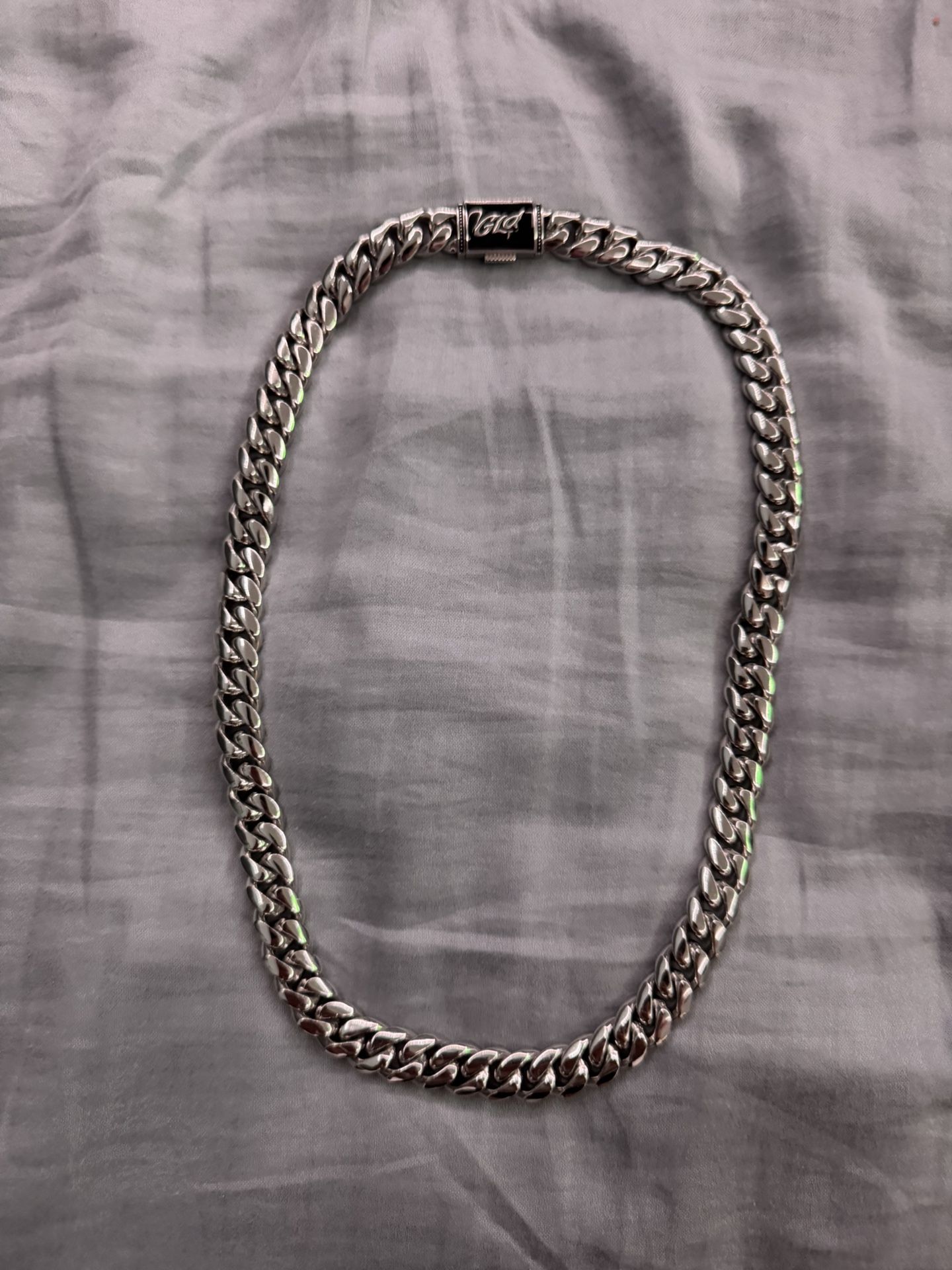 GLD Cuban Link 14” White Gold Plated