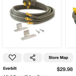 4ft 3 Prong 40 Amp Range Cord