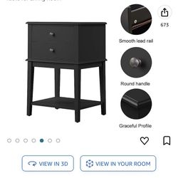 1 Black Nightstand W 2 Drawers