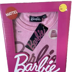 BARBIE PINK Sweatshirt In Gift Box  GLITTER LOGO Girl's/Womens Sz  10/12 New With Box And Tags