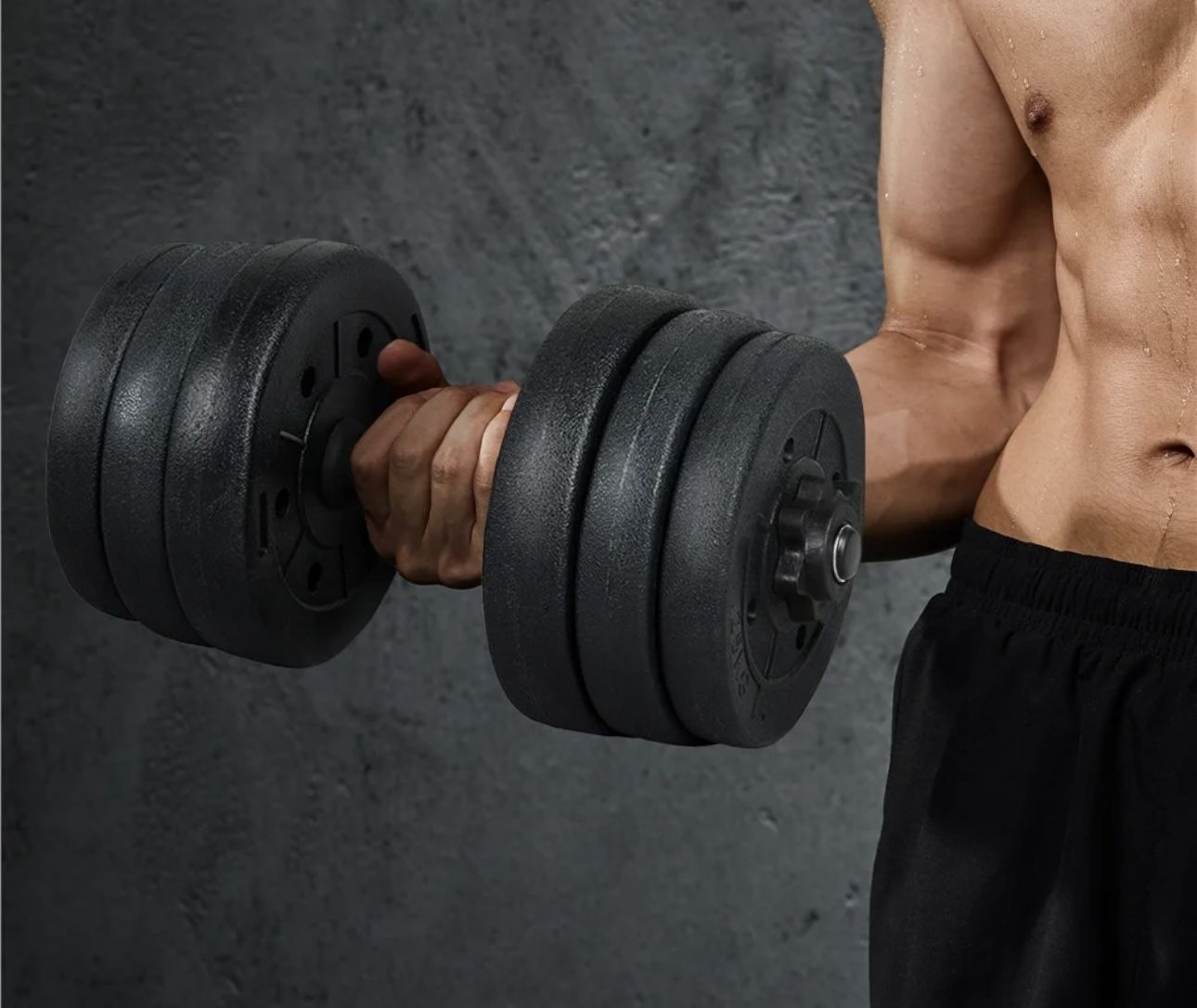 44 lb Adjustable Dumbbell Weight Set Body Building Training Home Dumbbell, Black