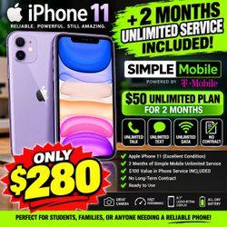 iPhone 11 with 2 months of $50 unlimited plan