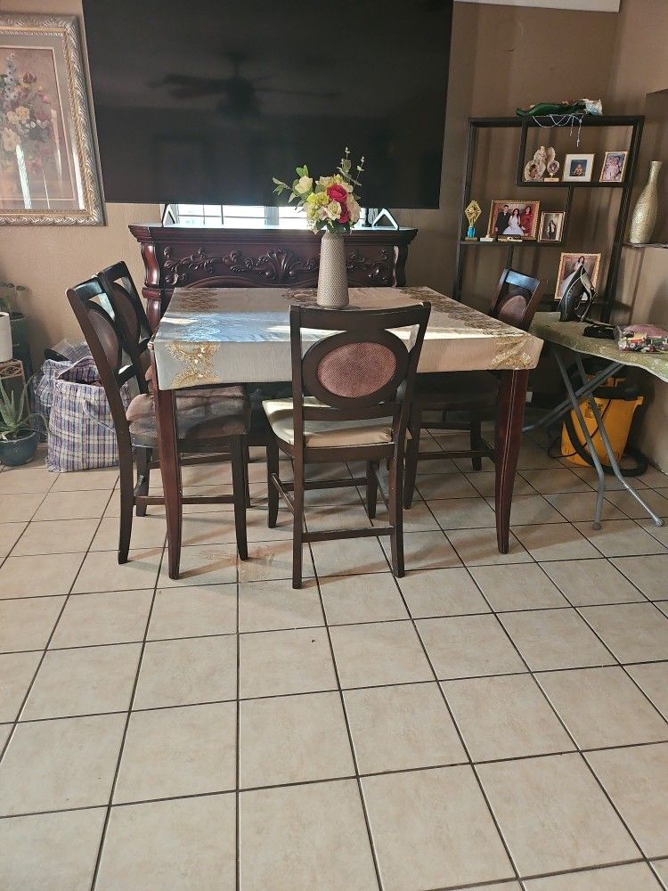 Comedor Alto Con 4 Sillas
