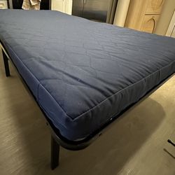Twin Size Foldable Metal Bed Frame With Foldable Mattress 