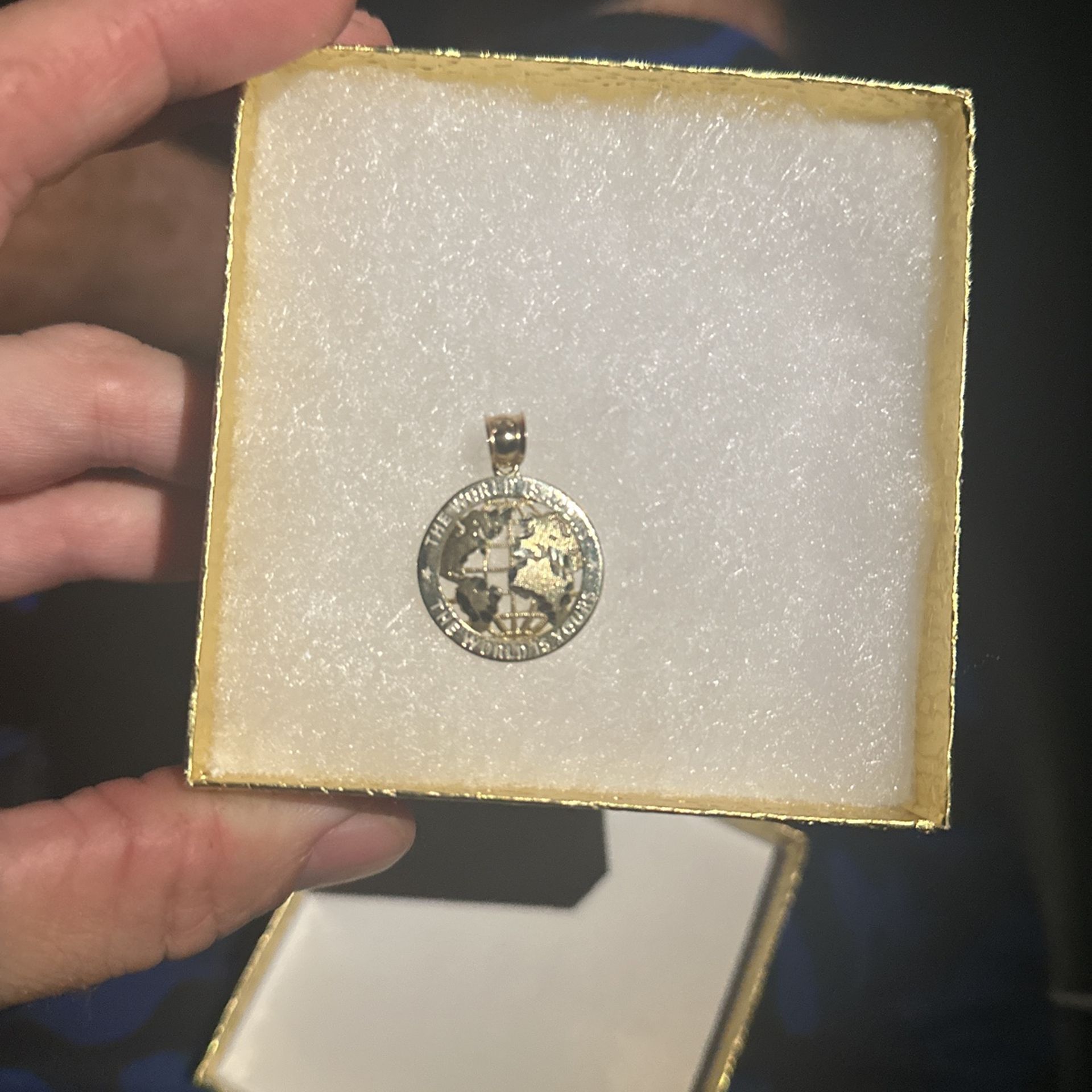 Gold Pendant "The World Is Yours" 10kt Gold
