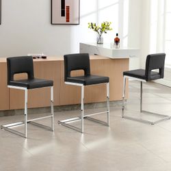 Set of 3 black leather Barstools new in box!! $100