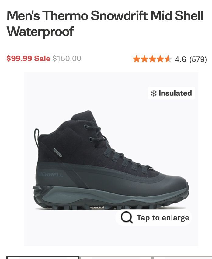 Merrell Men’s Waterproof Boots (10.5)