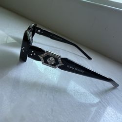 Gentle Monster black rectangular crystal hinge sunglasses (Carat/Gleam style)