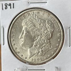 1891 Morgan Silver Dollar Coin 