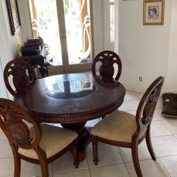 5 Piece Lazy Suzan Dining Room Set