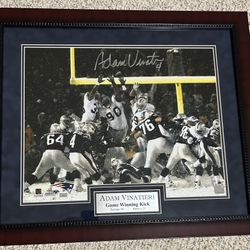 Adam Vinatieri Autograph Photo AFC Playoff Game 2002 Snow Kick