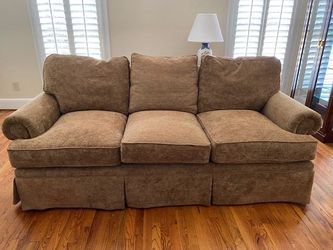 Henredon Sofa Sage Green Light Brown Tweed 90” length, 33” height, 42” depth