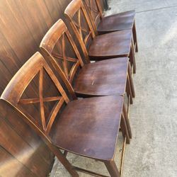 (4) Sturdy Wood Chairs 