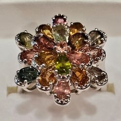 Brand New Genuine 3.60ctw Multi Tourmaline. Size 7.