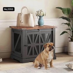 27.5" Small Dog Crate Furniture, Chew Resistant Dog Crate for Puppy Dogs, Heavy Duty Small Dog Crate Dog Kennel Indoor with Double Doors , Black