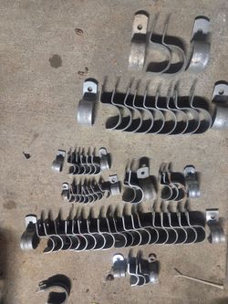 Lot of Metal Pipe Clamps / Conduit Straps