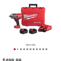 1/2" High Torque Impact By Milwaukee Comes With 2 Batteries ,charger, And Hard Case