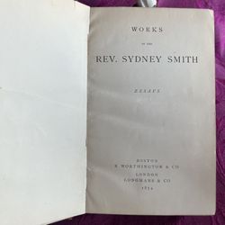 1874 Antique Book: Works of the Rev. Sydney Smith. Essays. Publishers: R. Worthington & Co, Longmans & Co