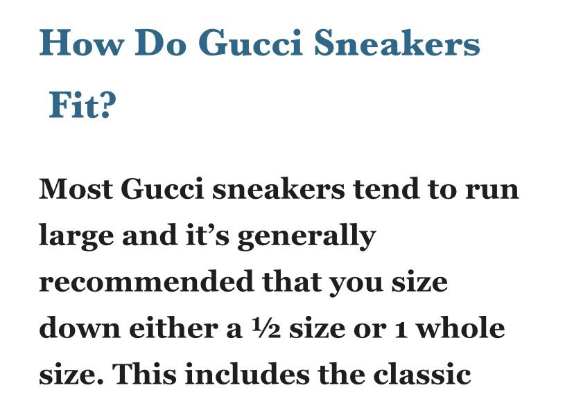 Gucci hot sale sneakers sizing